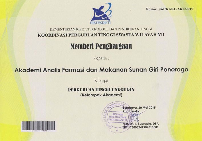 AKAFARMA Sunan Giri Ponorogo sebagai Kampus Unggulan KOPERTIS VII